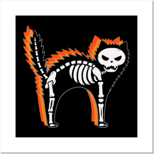 Scary Cat Skeleton Posters and Art